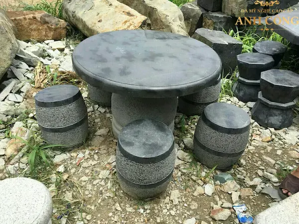 bàn ghế đá tròn