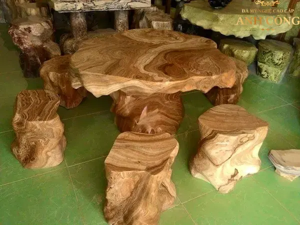 bàn ghế đá tròn